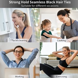 200PCS Guoxi High Elastic Soft Hair Ties Seamless Ponytail Holders for Thick Hair - No Damage Women's & Girl's 5 Colors Scrunchies