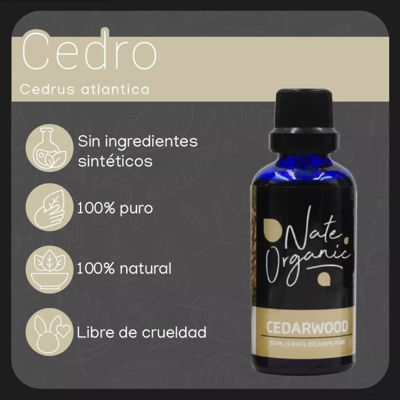 Nate Organic Aceite Esencial Cedro 100% Puro Natural 50 Ml