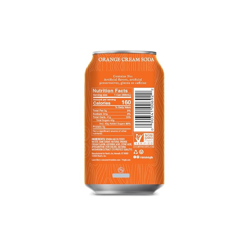 Virgil's Handcrafted Orange Cream Soda - Zesty Bold Flavor -