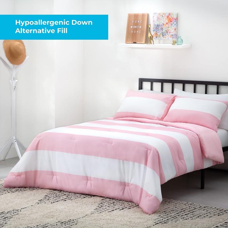 LINENSPA All Season Hypoallergenic Down Alternative Microfiber Comforter, Oversized Queen,