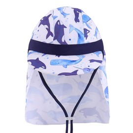 MK MATT KEELY Toddler Sun Hat Boys Girls Summer Neck Protection Legionnaires Hat with Adjustable Chin Straps for Age 1-10 Years Kids,White Dolphin