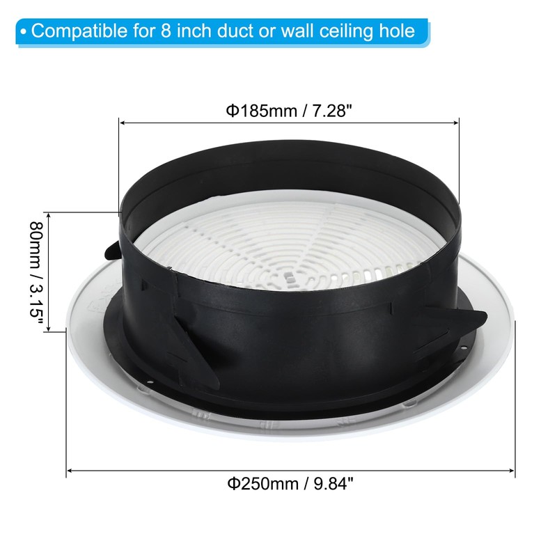 PATIKIL 8 Inch Round Air Vent, Adjustable Ceiling Diffuser Grill