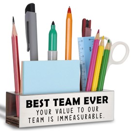 WINOESHE Stainless Steel Pencil Holder with Best Team Ever, Appreciation Gift for Team Member, Meaningful Desk Organizer for Project Team, Promotion Departure Recognition Gift HUE19