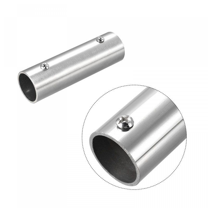 sourcing map Rail Pipe Fitting 2-Way 100 mm 304 Brushed