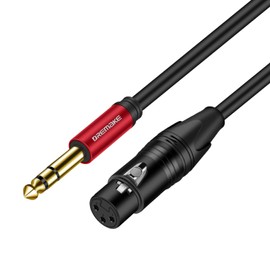 DREMAKE 10FT Balanced XLR to 1/4 Audio Cable, Jack 6.35mm (1/4 inch) TRS Male to XLR Female Signal Interconnect Mic Cable for Mixer, Audio Sound Consoles, Power Amplifier - Red
