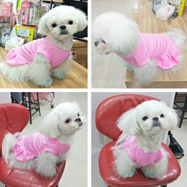 CAISANG Dog Skirt Shirts, Puppy Dresses for Small Dogs Girls, Pet Clothes Doggy Apparel, Comfortable Summer Shirt Beach Wear Clothing, Outfits for Medium Dog, Kitty Cats, Cotton Tops (Pink L)