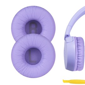 Geekria QuickFit Leatherette Replacement Ear Pads for JBL JR300, JR300BT, T450BT, T500BT, Tune500, Tune 500BT, Tune 510BT, Tune 520 Headphones, Ear Cushions (Purple)