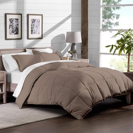 Bare Home Comforter Set - Queen Size - Goose Down Alternative - Ultra-Soft - Premium 1800 Series - All Season Warmth (Queen, Taupe)