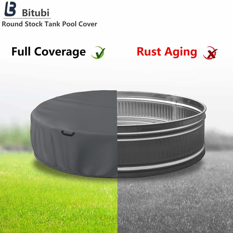 Bitubi 8 Ft Steel Round Stock Tank Pool Cover,Upgraded to