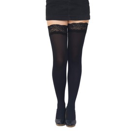 SENTELEGRI Colourful Opaque 40 Denier Microfibre Hold Ups Stockings, Sizes S-XXL (XLarge, Black)