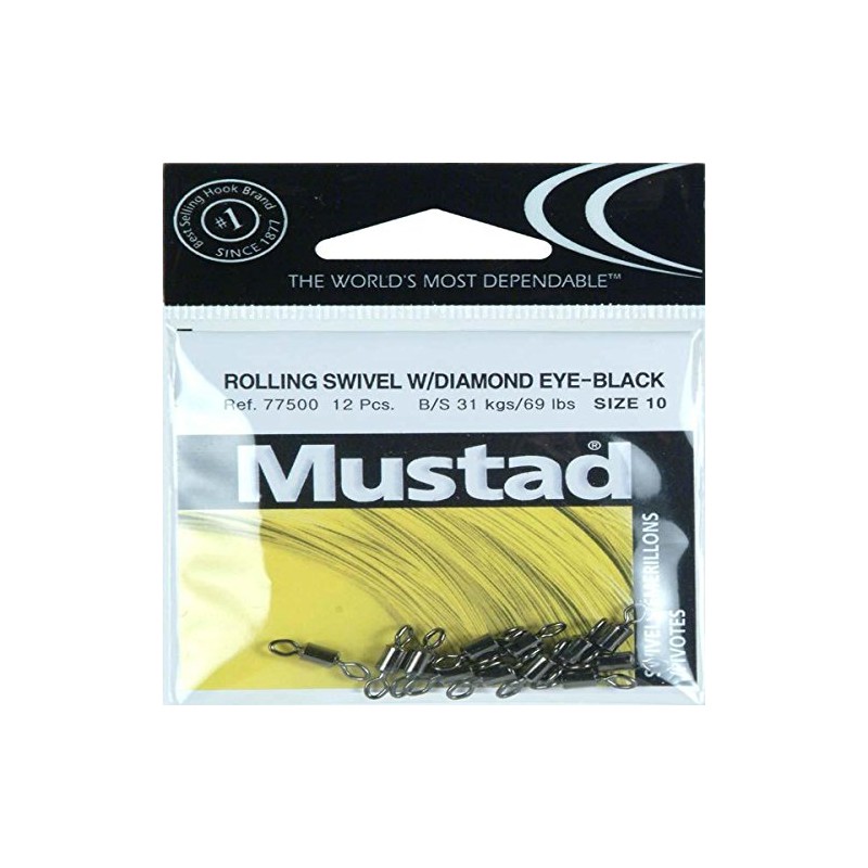 Mustad Diamond Eye Swivel Fishing Equipment (12 Pack), Size 10