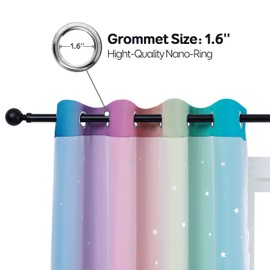 Anjee Star Curtains for Kids 2 in 1 Double Layer Blackout Curtains Grommets Top Star Cutout Rainbow Ombre Curtains with Sheer for Living Room Girls Bedroom 2 Panels 52 x 95 inch, Pink and Yellow