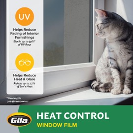 Gila® Heat Control Titanium Adhesive Residential DIY Window Film Sun Blocking Glare Reduction 3ft x 15ft (36in x 180in), Gray