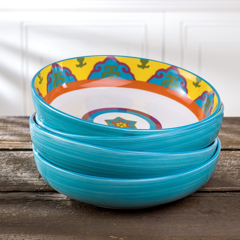 Euro Ceramica Galicia Collection 4 Piece Pasta Bowl Set