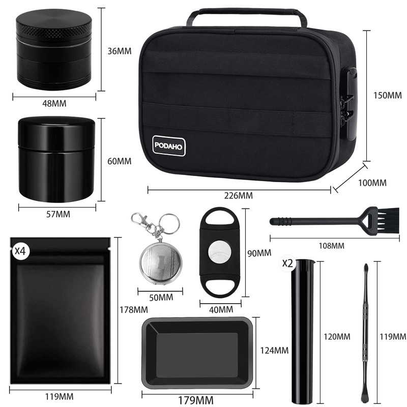 PODAHO Large Smell Proof Stash Bags with 9 Accessories, Premium