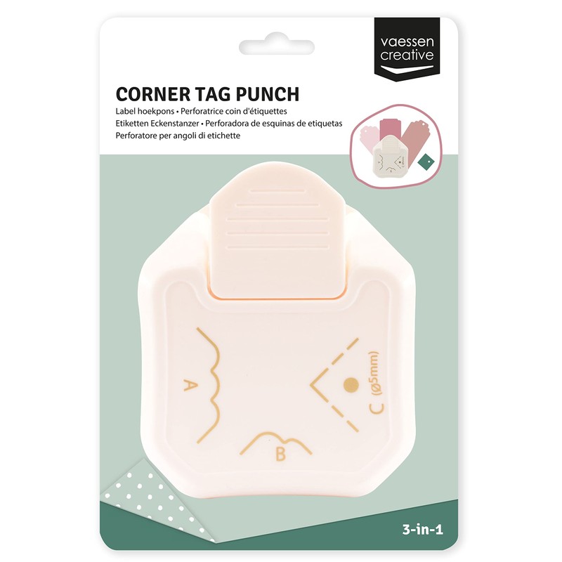 Vaessen Creative 3-in-1 Punch, Create Rounded Corners, Tags and Labels,