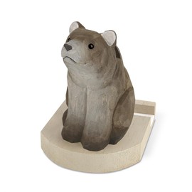 Smartphone Stand Glasses Stand Tabletop Wooden Natural Wood Animal Fika Bear
