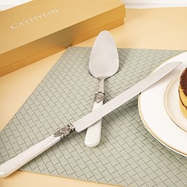 Juego de cuchillos y servir para tartas de boda, diseño de estilo italiano, juego de servidores de cuchillos para pastel de perlas, vajilla clásico, juego de cortador de pasteles, juego de