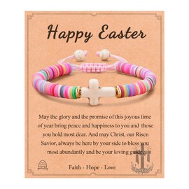 Shonyin Easter Gifts Bracelets for Kids, Basket Stuffers for Toddler Baby Girl Teens Teenager, Easter Basket Essentials Religious Jesus Christian Gifts for Girls Kids