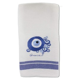 Greekshops.com Decorative Embroidered Kitchen Towel Evil Eye 50x60cm
