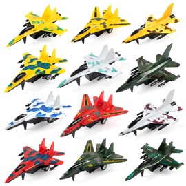 BOOJALOO Pull Back Airplane Toys Fighter Jets, Airplane Party Favors Plane Playset, Fighter Jet Toy, Plane Themed Kids Presents Toys for 3 Year Old boy (12 Pack)