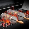 Rolling Grill Basket for Outdoor Grill, BBQ Cage for Vegetable/Veggies