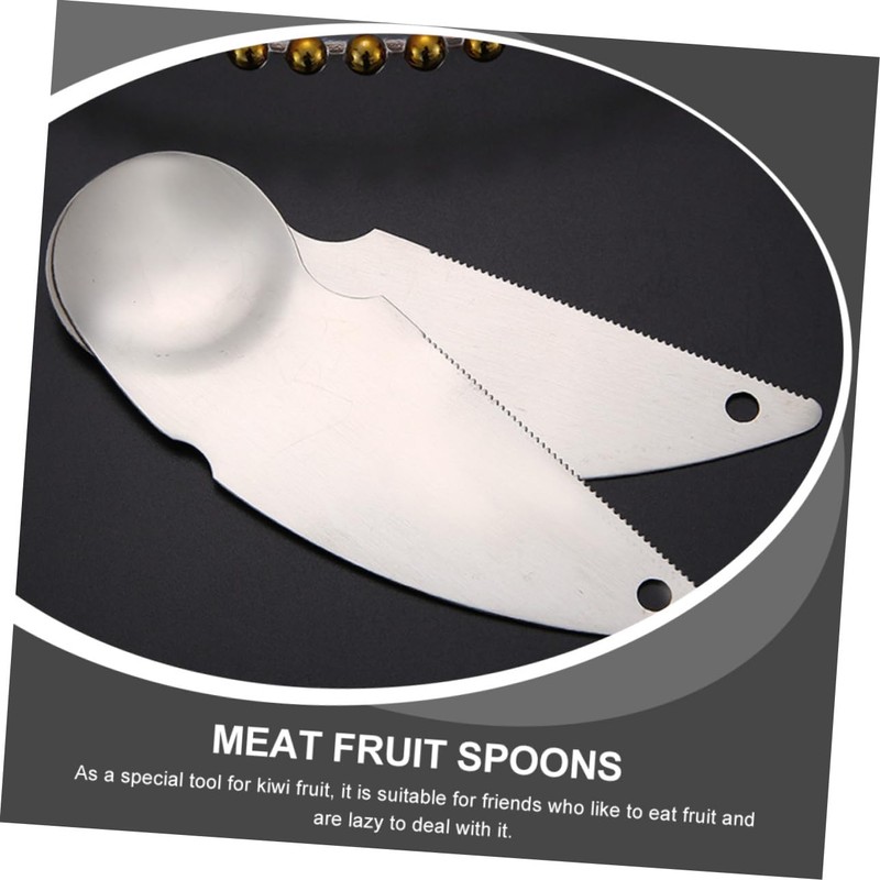 BIUDECO 2Pcs Stainless Steel Kiwi Cutters Spoons Effortless Digging Tool