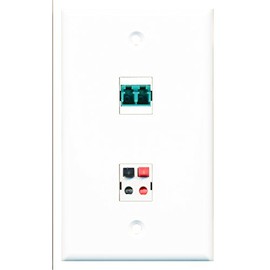 RiteAV - 1 Port LC Fiber 10GB Duplex 1 Port Speaker Wall Plate - Bracket Included