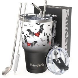 FBA Warehouse 30oz Stainsteel Steel Insulated Tumbler Bat With 2 Lid and Straws Inuslated Mugcolor: Red, capacity: 30oz