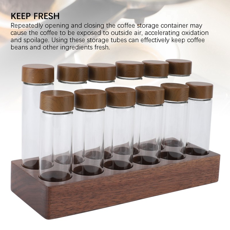 12pcs Coffee Bean Storage Tubes Glass Sealed Dosing Coffee Bean