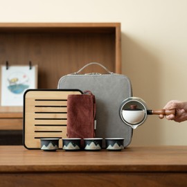 Gongfu Tea Set Travel Tea Set with Case 360 Rotating Teapot Japanese Set