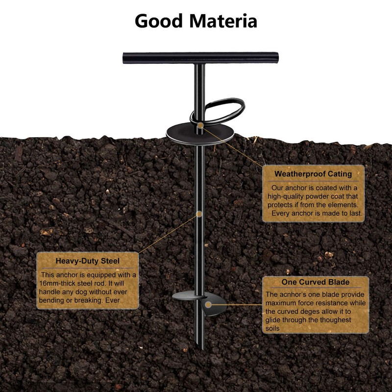 SHUNAI Dog Tie Out Cable and Stake - T Style
