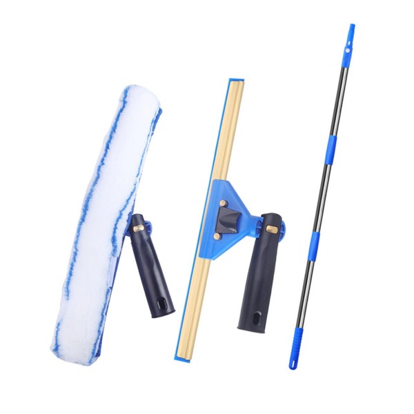 PACKOVE Microfiber Window Cleaner Set with Pole Ergonomic Squeegee and