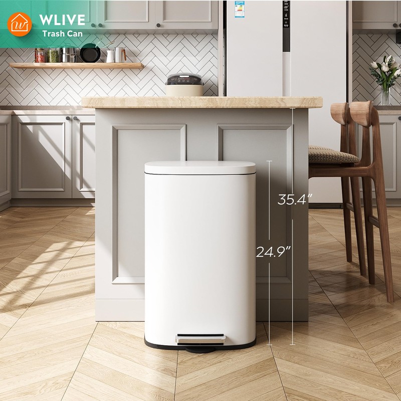 WLIVE 13 Gallon Stainless Steel Trash Can with Inner Bucket,