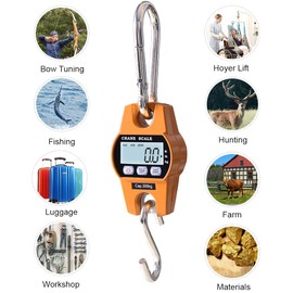 Fuzion Hanging Scale 660lb, Fishing Scale, Heavy Duty Crane Scale with 2.5” LCD Display, Digital Weight Deer Scale with Hold/Tare for Farms, Hunting, Fishing and Weighing Luggage