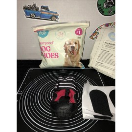 PitPet Waterproof Red/Black Dog Shoes Set 4 Adjustable Straps Relective Size 1
