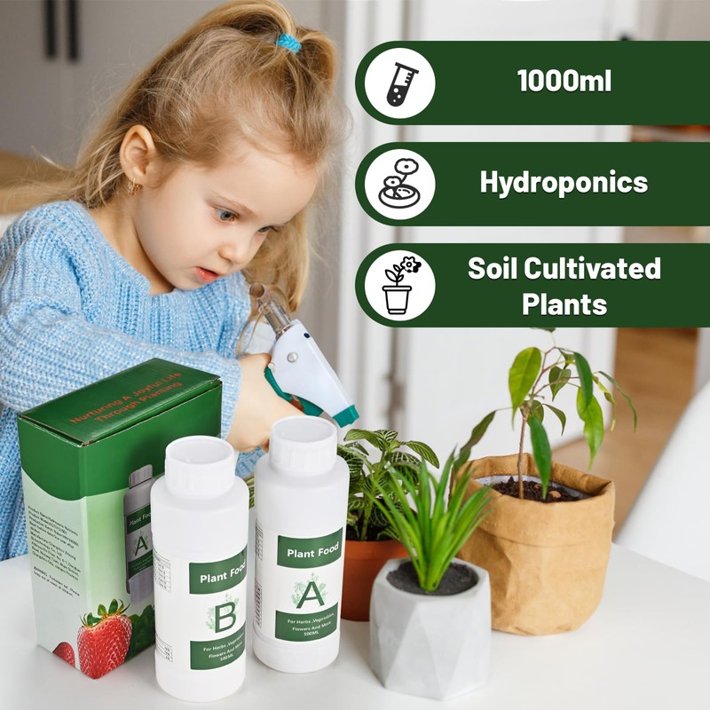 Tigvio 1000ml Hydroponic Nutrients A&B for Aerogarden Plant Food with