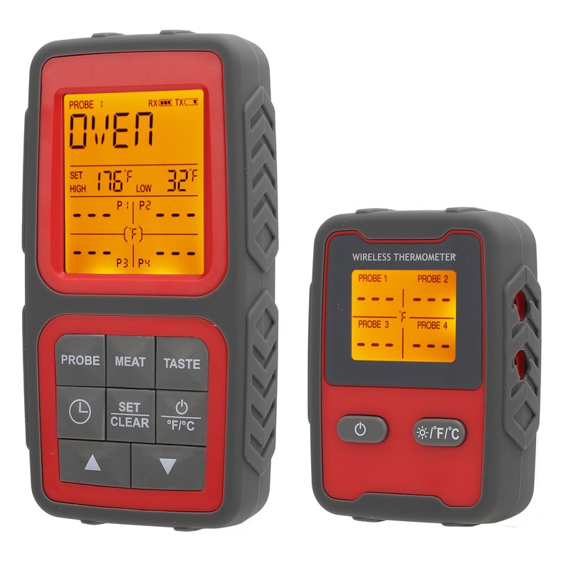 500ft Wireless Meat Temperature Meter High Accuracy LCD Backlit Temperature