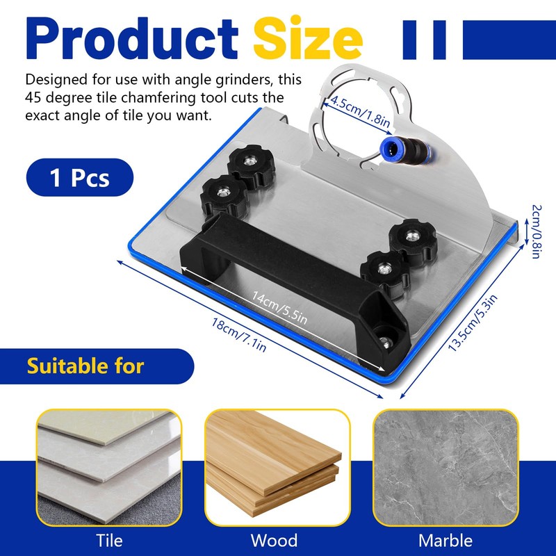 Roucerlin Stainless Steel Angle Grinder Stand for Tile 45° Chamfer