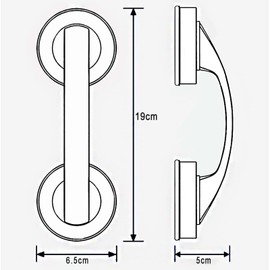 Classic Suction Cup Handrail, Black Suction Bathroom Grab Rails Safety Suction Cup Shower Door Non-Slip Vacuum Handle for Shower Drawer Room Window Cabinet Door (19 x 6.5 x 5cm)