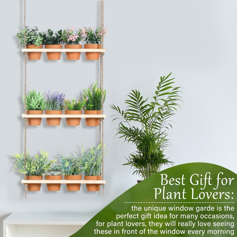 FillTouch 3 Tiered Hanging Herb Planters Hanging Herb Garden Wall