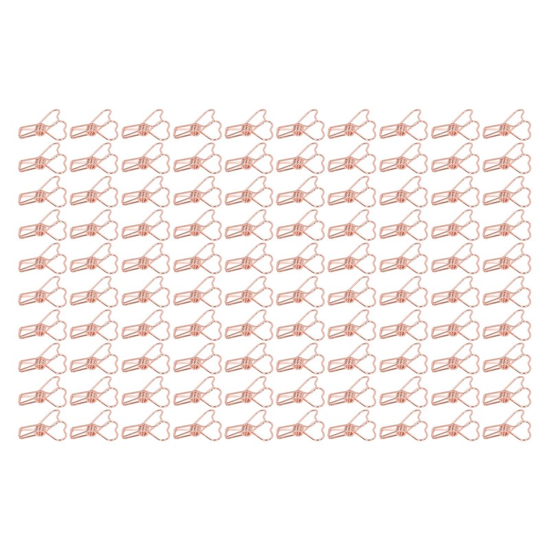 100 Pcs Binder Clips Hollow Heart Shape Strong Clamping Force