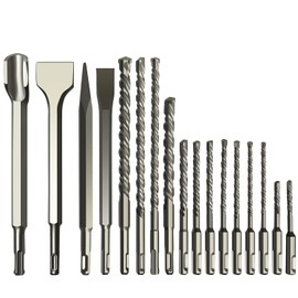 DEHUIWI 17PCS SDS Plus Bits, Rotary Hammer Drill Bits and SDS Plus Chisel Set, Carbide-Tipped Shank Connection Concrete Masonry Drill Bits Brocas para Concreto