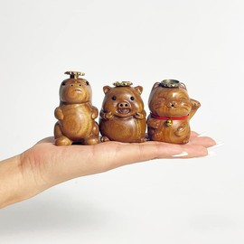 OLizee® Wooden Backflow Incense Burner Creative Pig Shaped Backflow Incense Holder Incense Cone Holder for Home Decor Pig