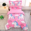 Wowelife Toddler Bedding Set Unicorn 4 Piece of Toddler Comforter,