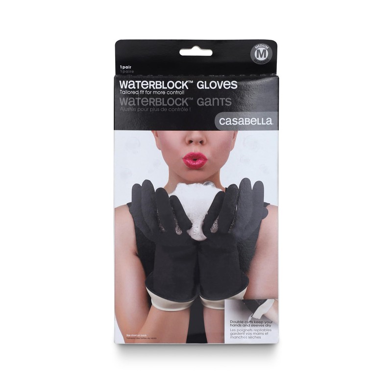 Casabella Premium Waterblock Latex Cleaning Gloves with Tapered Fit &