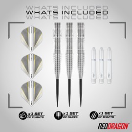 RED DRAGON Darts - Seren Pure 3 24g - 90% Tungsten Professional Steel Tip Dart Set with Dart Flights and Dart Shafts