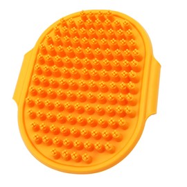 Tiardey 3pcs Pet Grooming Shampoo Brush,Soothing Massage Rubber Bristles Curry Comb,Bath Gloves for Dogs and Cats Easy Washing - Orange