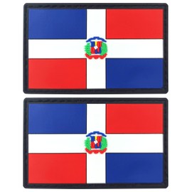 JBCD Dominican Flag Patch Tactical Patch - PVC Rubber Hook and Loop Fastener Patch, 2 Pack