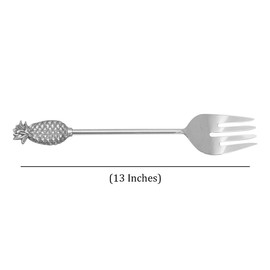 India Handicrafts 20672 Polished Silver Tone Pineapple 13 inch Stainless Steel Flatware Salad Serving Set For Dining, Entertaining, and Everyday Set of 2